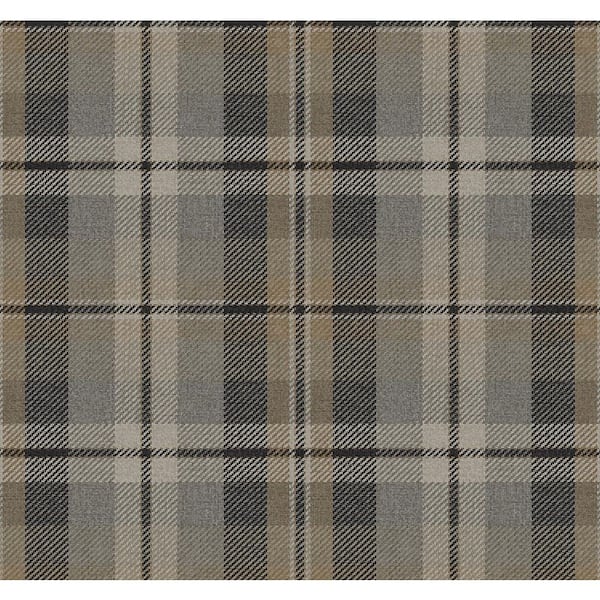 30.75 sq. ft. Cliffside Thornbury Tailored Plaid Vinyl Peel and Stick Wallpaper Roll