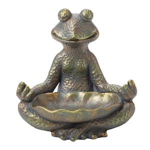 14.25 in. H Bronze MGO Yoga Frog Garden Statue
