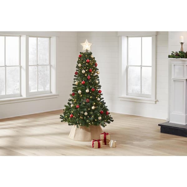 Artificial Christmas Tree 7.5 ft Wesley Long Needle Pine Pre-Lit Multi-color LED 