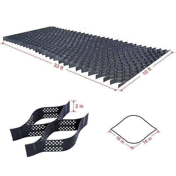 Wellco 33 ft. x 10 ft. x 2 in. L Series Plastic Ground Geo Grid Driveway Ground Pavers for Landscaping