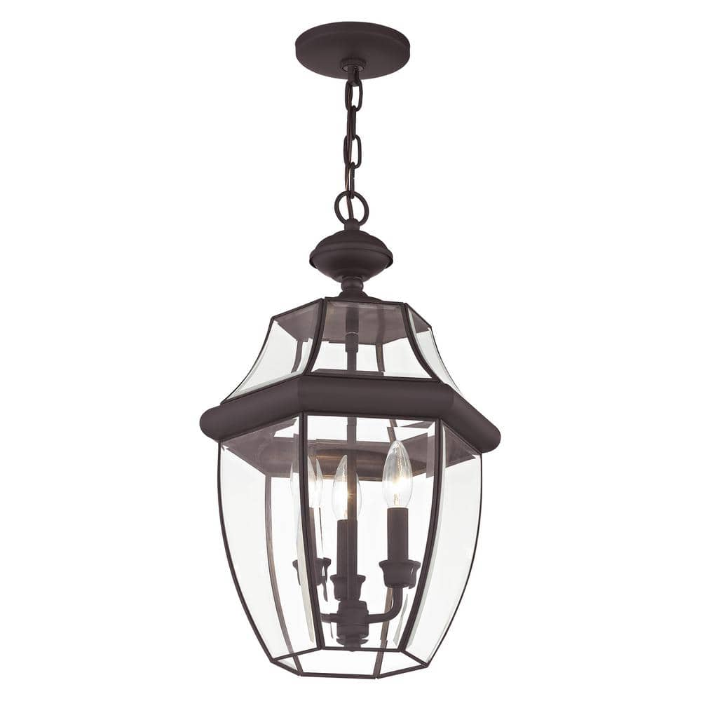 Elegant Monterey Bronze Outdoor Pendant Light with Clear Beveled Glass