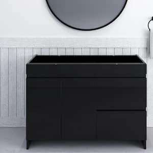 Mace 48 in. W x 18 in. D x 34 in. H Bath Vanity Cabinet without Top in Glossy Black with Right-Side Drawers