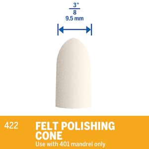 3/8 in. Rotary Tool Felt Polishing Cone for Ferrous Metals, Stones, Glass, and Ceramics