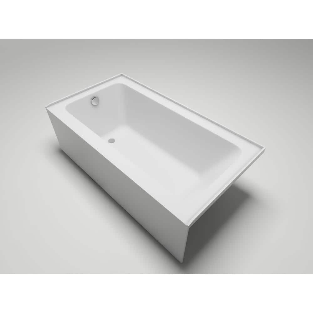 White Acrylic Alcove Skirt Bathtub with Left Drain