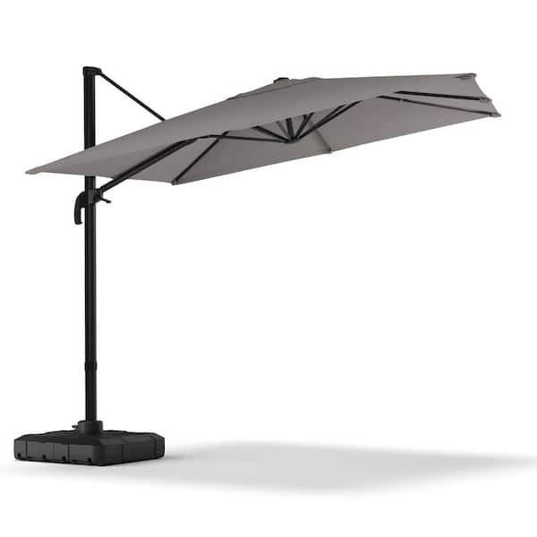 LAUSAINT HOME 10 ft. Aluminum Cantilever Patio Umbrella with Base in Khaki