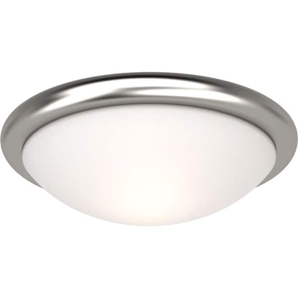 Volume Lighting 14.5 in. 2-Light Brushed Nickel Ceiling Flush Mount with White Opal Glass