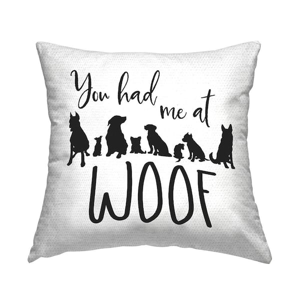 Stupell Industries Had Me At Woof Dog Silhouettes Black Square Outdoor Throw Pillow
