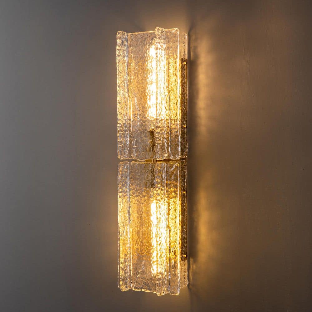 8.25 in. 2-Light Dimmable LED Gold Wall Sconces with Water Ripple Glass, for Living Room, Hallway, Stairway(1-Piece) price history on PriceWatchPro