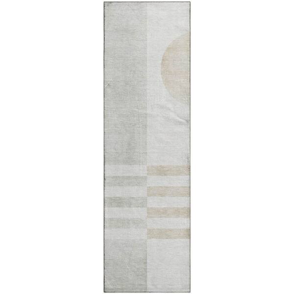 Mayfield Premium Machine Washable Abstract AMF2131 Linen 2 ft. x 7 ft. Runner Rug