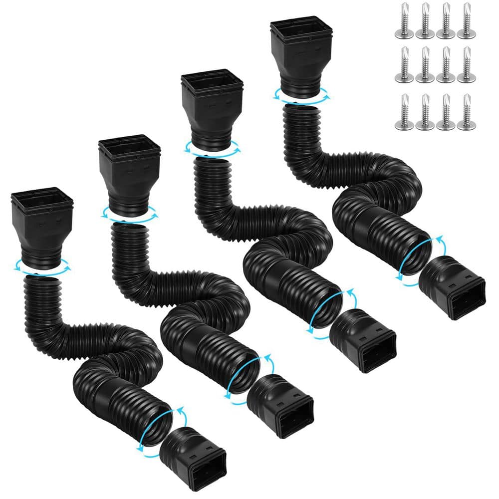 4 Pack 21 in. to 67 in. Plastic Material Flexible Gutter Downspout Extensions, Thickened Downspout Extension, Black price history on PriceWatchPro