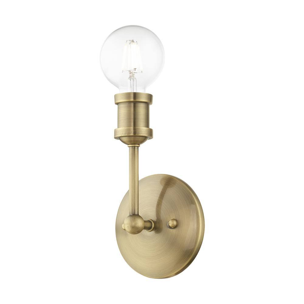Antique Brass 1-Light Dimmable Vanity Sconce