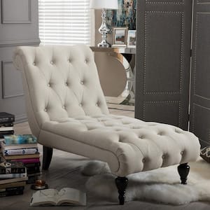 Layla Traditional Beige Fabric Upholstered Chaise