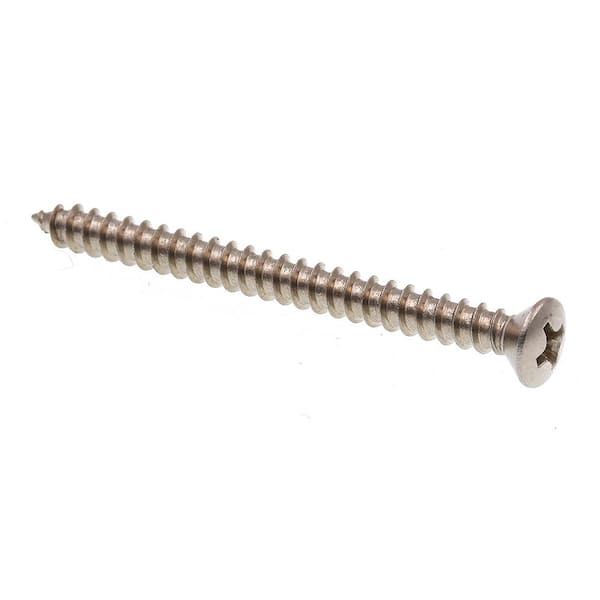 Prime-Line #8 x 2 in. Grade 18-8 Stainless Steel Phillips Drive Oval Head Self-Tapping Sheet Metal Screws (25-Pack)