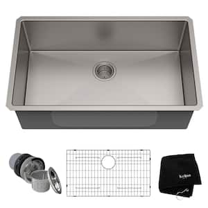 Standart PRO 32 in. Undermount Single Bowl 16 Gauge Stainless Steel Kitchen Sink with Accessories