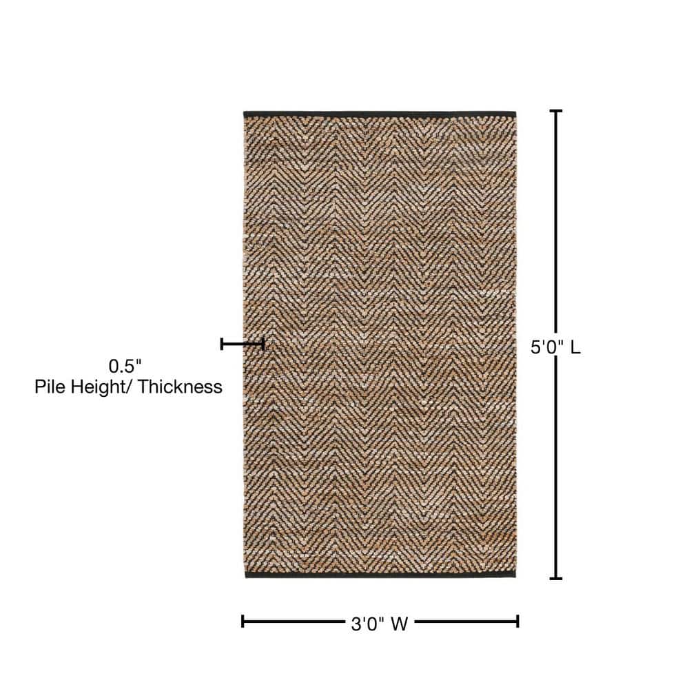 Handwoven Mod-Chic Black Cowhide Leather 3' x 5' Area Rug