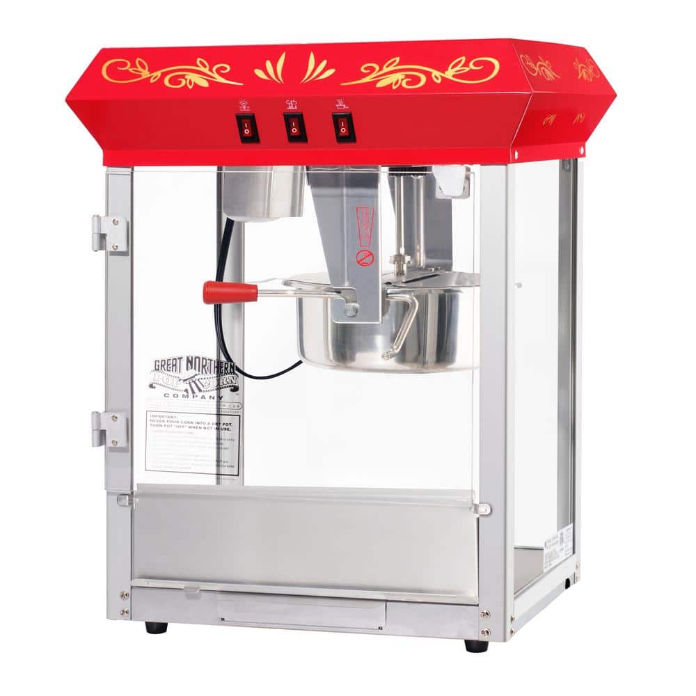 Vintage Red Stainless Steel Countertop Popcorn Machine