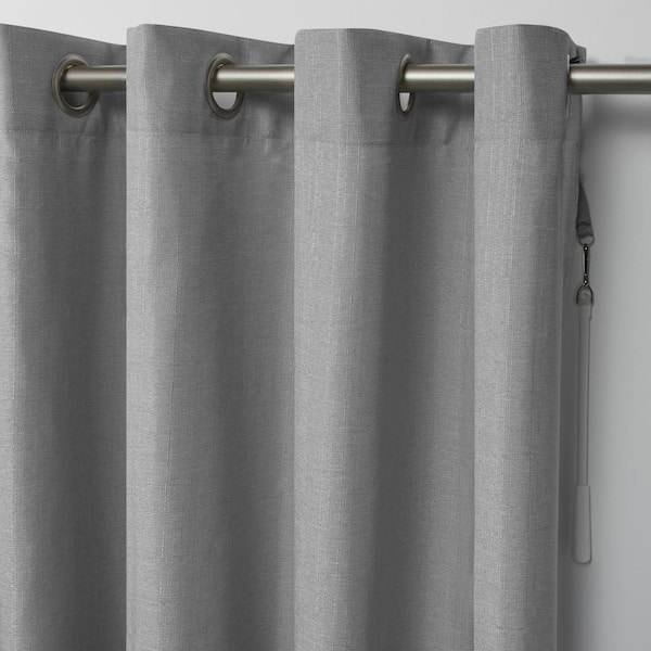 Loha Patio Dove Grey Solid Light Filtering Grommet Top Indoor Curtain Panel, 108 in. W x 96 in. L (single set)