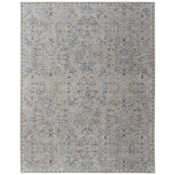 HomeRoots 8 ft. x 10 ft. Ivory, Tan, Blue Abstract Area Rug