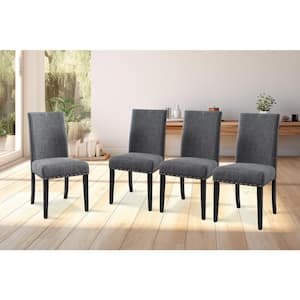 New Classic Furniture Crispin Granite Gray Polyester Fabric Dining Side Chair with Nailhead Trim (Set of 4)