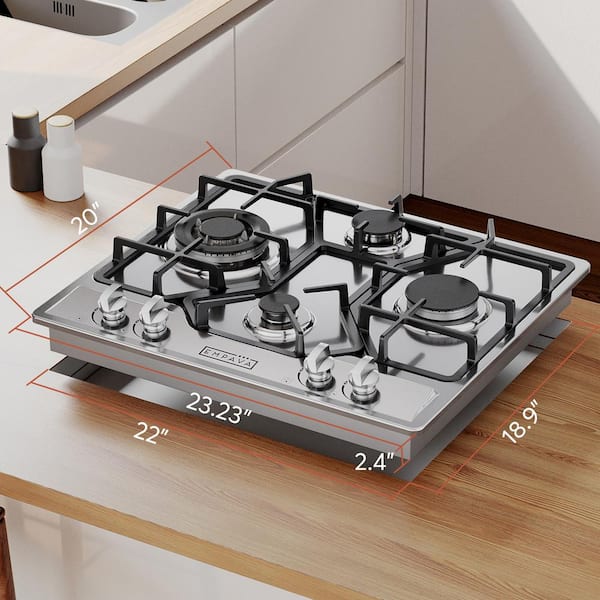 Deluxe, 2-Burner Built-In Gas Cooktop, Stainless Steel | contoureusa