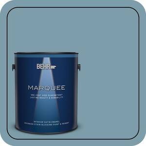 1 gal. #S470-4 Dolphin Blue One-Coat Hide Satin Enamel Interior Paint & Primer