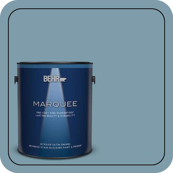BEHR MARQUEE 1 gal. #S470-4 Dolphin Blue One-Coat Hide Satin Enamel Interior Paint & Primer