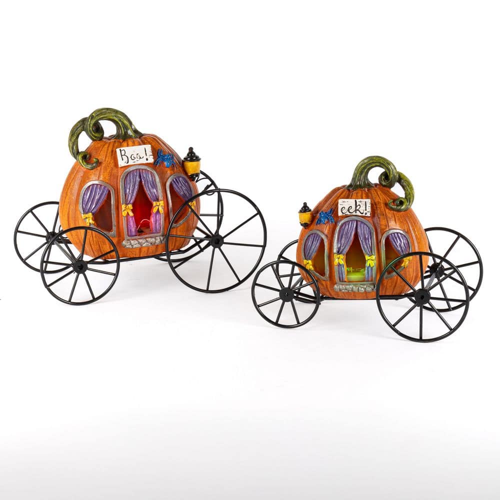 Set of 2 Elegant Metal Lighted Halloween Pumpkin Carriages price history on PriceWatchPro
