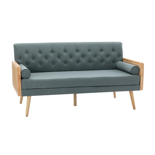 JAYDEN CREATION Carla 62.5 in. Blue 2-Seat sofa with Tufted Back