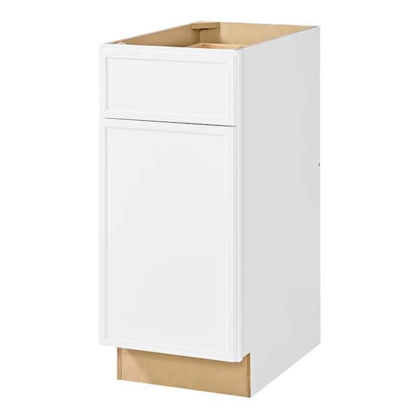Leyton 15 in. W x 24 in. D x 34.5 in. H Ready to Assemble Plywood Slim Shaker Base Kitchen Cabinet in Alpine White