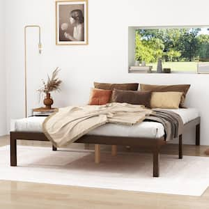 Dark Brown Wooden Frame Queen Size Panel Bed