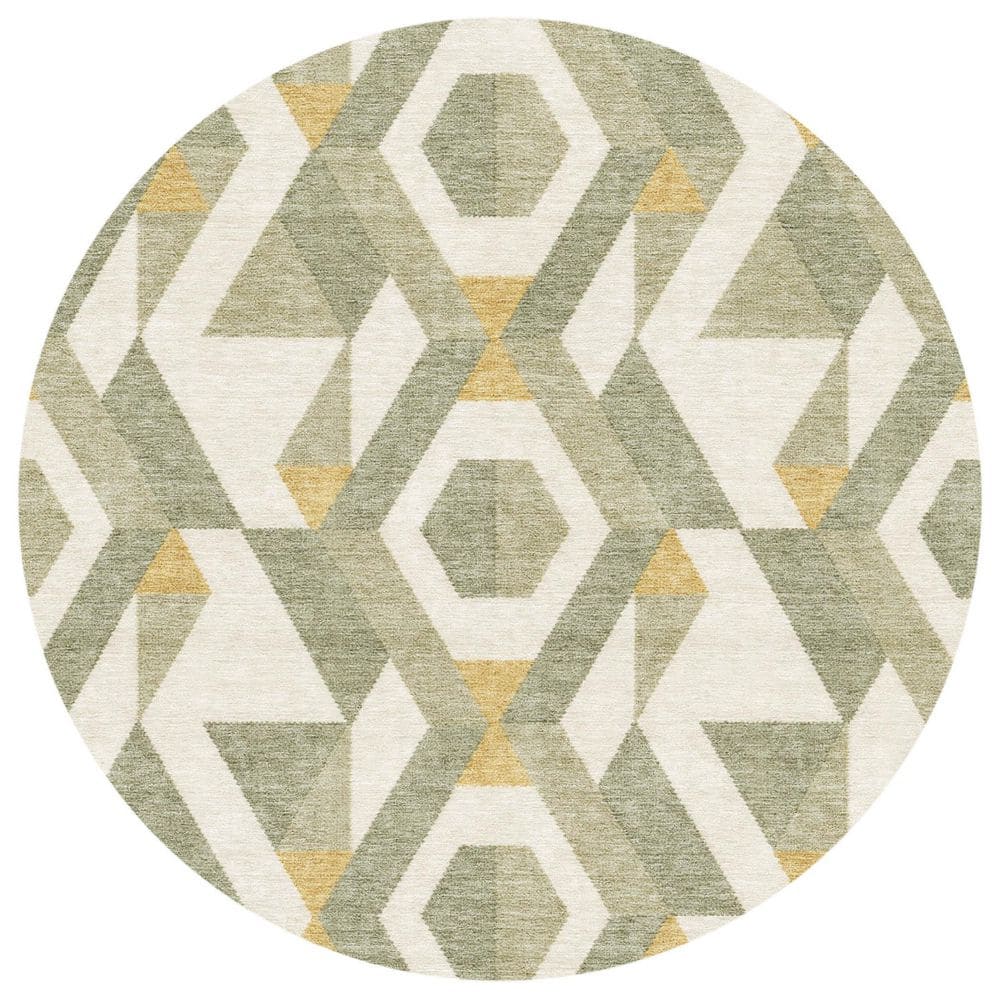 Chantille Machine Washable Indoor/Outdoor Abstract ACN2962 Sage 8 ft. x 8 ft. Round Rug price history on PriceWatchPro