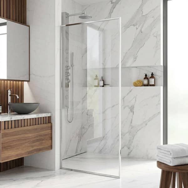 VIGO Meridian 34 in. W x 74 in. H Framed Fixed Shower Screen Door