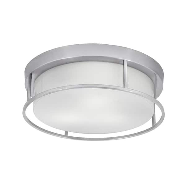 Unbranded Ashland 16 in. 3 Light Brushed Nickel Flush Mount with White Marble Glass Shade No Bulbs Included