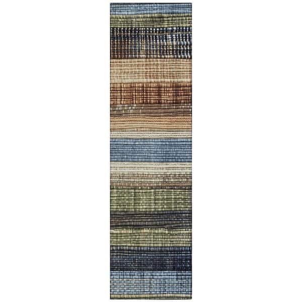 Chantille Machine Washable Indoor/Outdoor Abstract ACN1873 Blue 2 ft. 3 in. x 7 ft. 6 in. Runner Rug