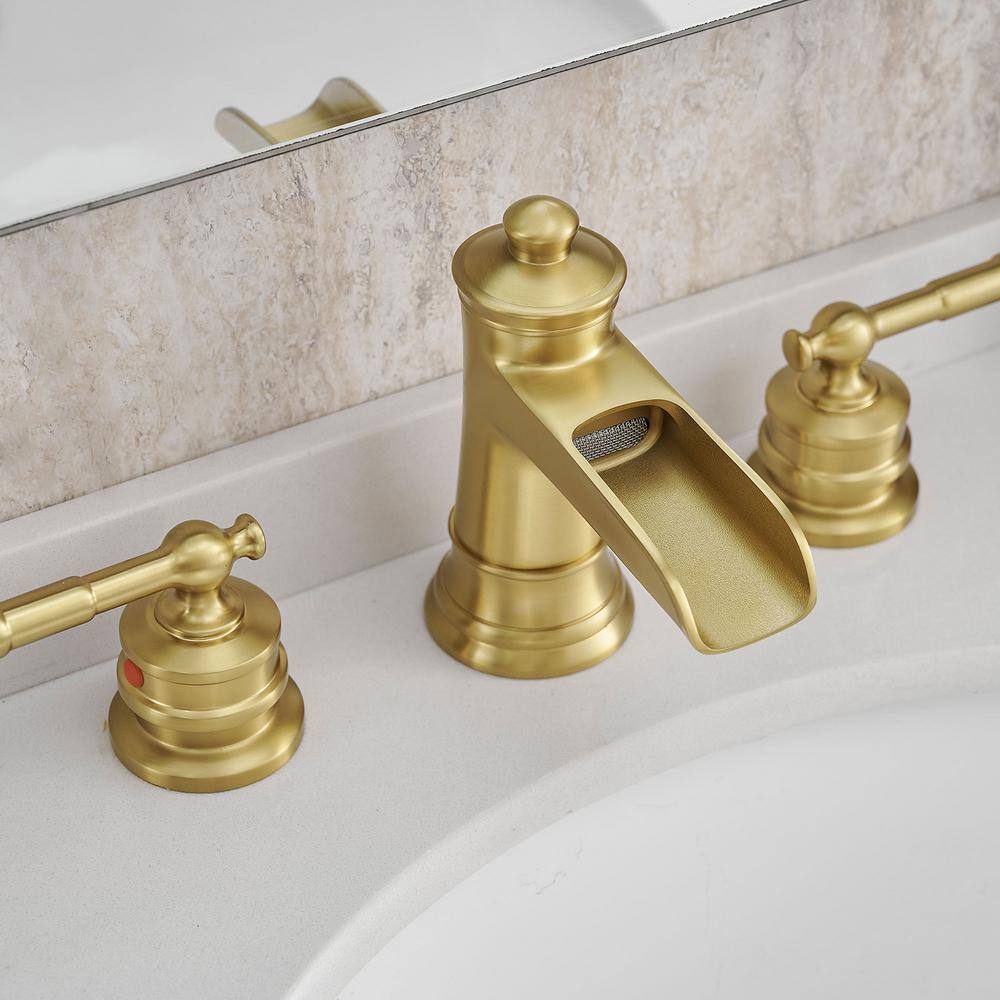 Brushed Gold 8-Inch Widespread Double Handle Bathroom Faucet