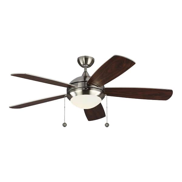 Generation Lighting Discus Classic 52 in. Modern Integrated LED Indoor Brushed Steel Ceiling Fan with Silver Blades and 3000K Light Kit