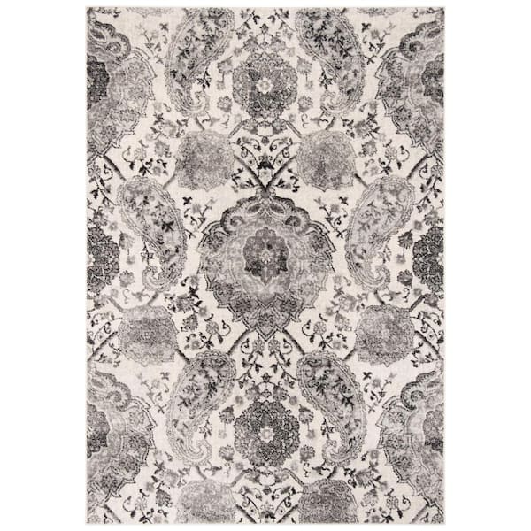 SAFAVIEH Madison Cream/Silver 5 ft. x 8 ft. Border Area Rug
