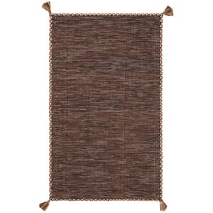 Montauk Brown/Black Doormat 2 ft. x 3 ft. Solid Color Striped Area Rug