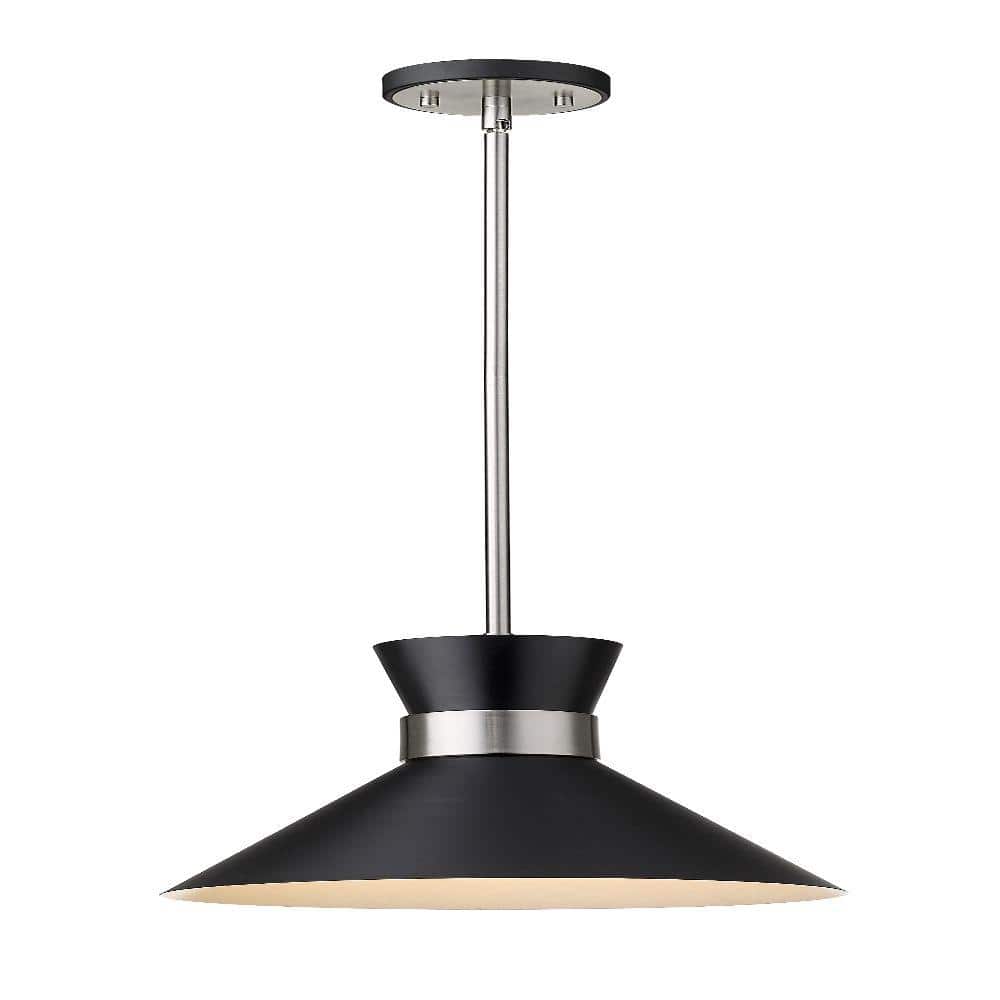 Soriano Matte Black Steel 13.25" Industrial Pendant Light