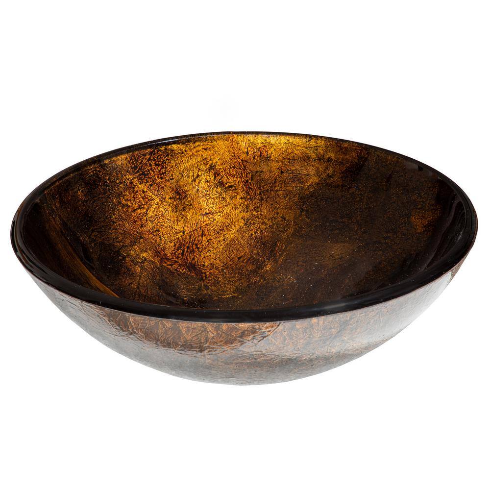 Eden Brown and Gold Tempered Glass Vessel Sink