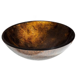 Reflections Glass Vessel Sink in Brown and Gold