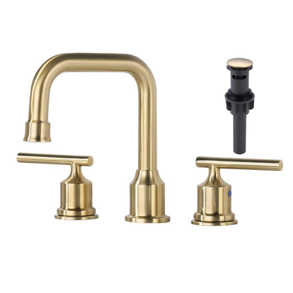 8 in. Widespread Bathroom Faucet with Pop Up Drain and Double Handle in Brushed Gold price history on PriceWatchPro
