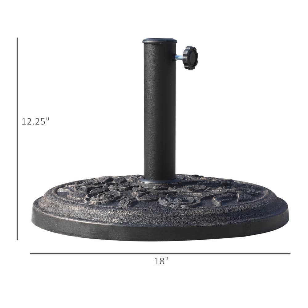 Bronze Finish Round Resin Parasol Base with Rose Pattern