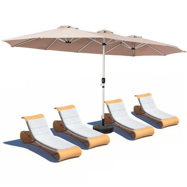 JEAREY 181 in. x 102 in. Dodecagon Double-Sided Patio Market Umbrella in Beige