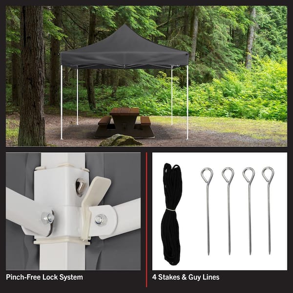 Stalwart 10 x 10 Gray Pop Up Canopy Tent UPF30 Beach
