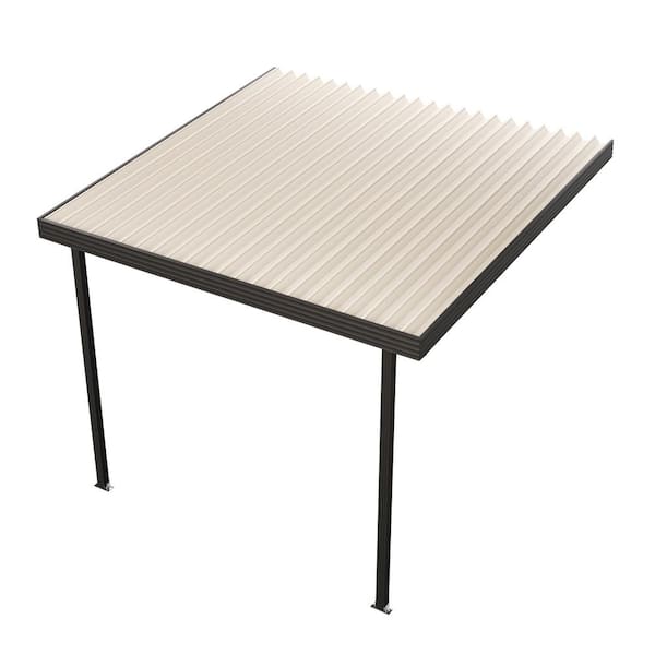 Integra 12 ft. x 8 ft. Dark Bronze Aluminum Frame Ivory Roof Patio Cover, 10 lbs. Snow Load