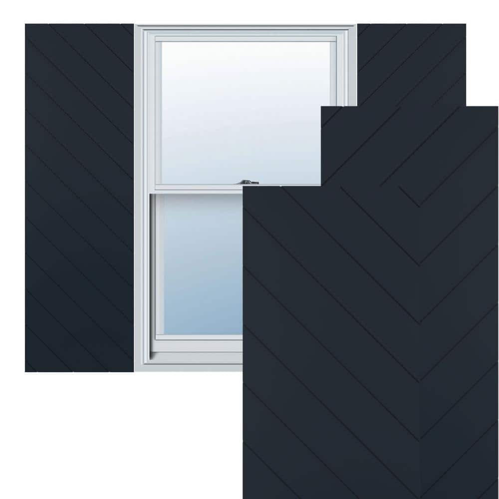 12-in W x 80-in H True Fit PVC Diagonal Slat Modern Style Fixed Mount Shutters, Starless Night Blue price history on PriceWatchPro