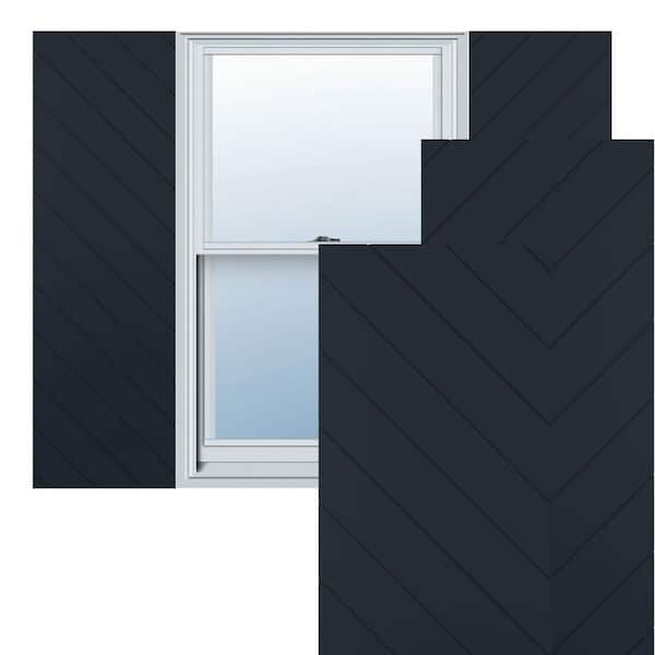 Ekena Millwork 15-in W x 29-in H True Fit PVC Diagonal Slat Modern Style Fixed Mount Shutters, Starless Night Blue