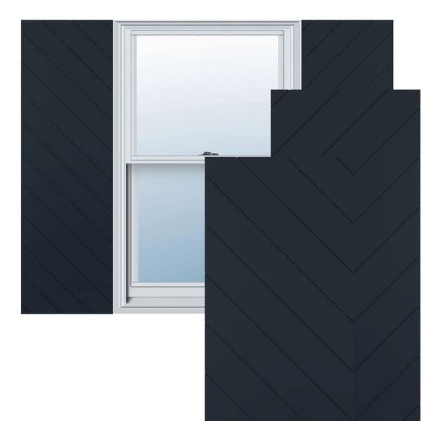 Ekena Millwork 18-in W x 36-in H True Fit PVC Diagonal Slat Modern Style Fixed Mount Shutters, Starless Night Blue