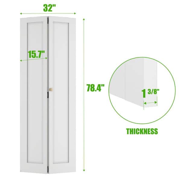 SOCBAZZAR 32 in. x 78.4 in. 1-Panel Hollow Core White Primed